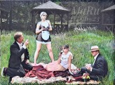 MaRu Kolaż zdjęć oraz obraz akryl. 75x100 cm. Tytuł: "Spotkanie na trawie".