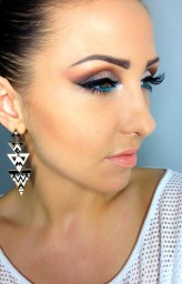 ewela393 blue, waterline, eye, makeup, make-up, brown, cut crease, lashes