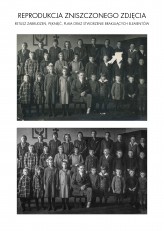 Krzyztovka Na zestawieniu reprodukcja zdjęcia z 1933 roku przedstawiające klasę z nauczycielem Antonim Kitą w Czarnkowie. Podczas II wojny światowej Pan Antoni walczył w Armii Andersa.