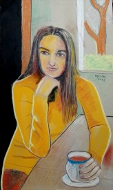 MichalOginski portret kobiety pastel na kartonie
