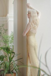 renedwen Suknia złota wyszywana koralikami, foto: Agata Mroczek, Modelka: Sylwia Ziemichód