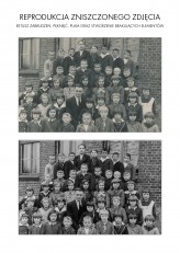 Krzyztovka Reprodukcja starego zniszczonego zdjęcia. Szkoła w Czarnkowie w 1934 roku. Nauczyciel Antoni Kita brał udział w walkach podczas II wojny światowej i walczył w Armii Andersa.