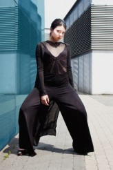 pawelandrosiuk Chiffon coat, chiffon-jersey blouse, jersey trousers