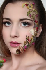 MartaKwolek Ozdoby na twarzy wyklejone z suszonych kwiatów klejem Neicha