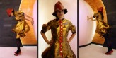 madamdak                             płaszcz wykonany ze złotej skóry z 160 części inspirowany kopułami cerkwi oraz twórczością Handerwassera            