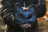 RedMoon-handmade Maska malowana farbami w klimacie galaxy