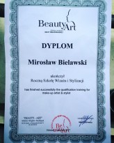 MakeupByMirek Dyplom Ukończenia Szkoły wizażu Beaty Małachowskiej Beauty Art