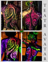 wizualnie                             Body painting UV  do występu tańca brzucha na Google Xmas 2013.
https://www.facebook.com/photo.php?fbid=611064308954903&set=at.158594150868590.33177.158591154202223.1055238197&type=1&theater            