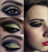 EyeShadowGirl_Make-Up Eleganckie złoto + klasyczna czerwień na ustach