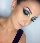 ewela393 green, glitter, cut crease, makeup