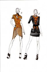 doubles Sukienka z kombinacji złotych blaszek oraz garsonka ze złotymi aplikacjami
